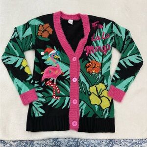 Ugly Christmas Holiday Sweater Flamingo Cardigan